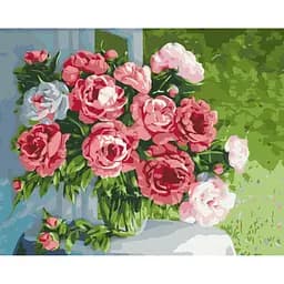 Картина по номерам на підрамнику Brushme Домашні півонії