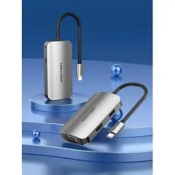 Концентратор Vention USB3.1 Type-C --> HDMI/VGA/USB 3.0/PD 100W Hub 4-in-1 (TOAHB) - мініатюра 2