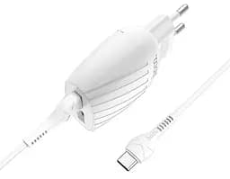 Адаптер мережевий HOCO Type-C Cable Max energy C78A 2 виходи білий