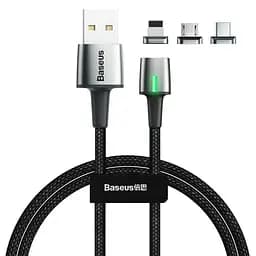 Кабель Baseus Zinc Magnetic Kit Cable USB to Lightning + Type-C + MicroUSB 2A 2m TZCAXC-B01 Black