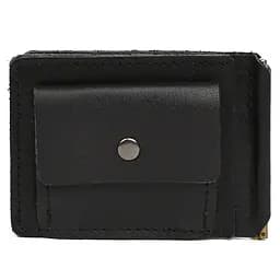 Зажим с монетницей кожаный черный Наппа Tarwa 11.5х8х1 см acs0032187