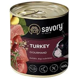 Влажный корм для взрослых собак всех пород Savory Dog Gourmand с индейкой 400 г