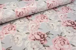 Тканина з тефлоновим просоченням з принтом Півонії (від 1 м) Рожевий