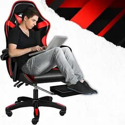 Крісло геймерське Yato Player з підставкою для ніг та масажем Red/Black (100001) - мініатюра 10