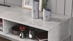 Тумба під ТВ Невада Ferrum-decor 45x100x38 Чорний метал ДСП Бетон 16 мм (FRD-106719) - мініатюра 2