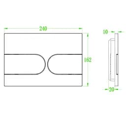 Панель змиву Koer KT-0604-03 240x160x10mm пластикова, кнопка закруглена KR5322, Білий - мініатюра 3