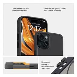 Чехол для Apple iPhone 15 Plus, Uniq MagCase, черный, противоударный, панель-накладка с MagSafe, ударопрочный TPU+PC, с магнитом MagSafe, поддержка полноценной беспроводной зарядки, ArmorStandart (ARM75268) - мініатюра 3