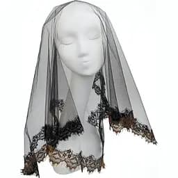 Фата Готическая с золотистым кружевом