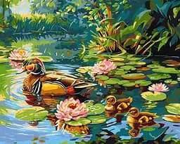 Набір для розпису по номерах Качине сімейство, Ideyka, 40x50 см, КНО6656