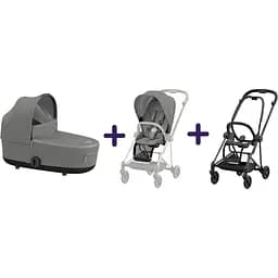 Люлька Mios Lux Soho Grey + Текстиль для прогулянкового блоку Cybex Mios Soho Grey + Шасі для коляски Cybex Mios LS RBA Matt Black