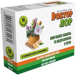 Льодяники від болю в горлі Доктор ЛОР М'ята та евкаліпт 16 шт.