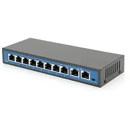 Коммутатор POE 48V с 8 портами POE 100Мбит + 2 порт Ethernet (UP-Link) 100Мбит, корпус – металл, Black, БП в комплекте, Q18