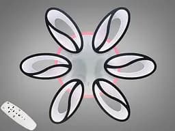 Люстра стельова LED Diasha 8090/6BK, 105W, 4100K, чорний метал, сучасний стиль, диммер, для дому