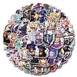 Стікерпак Милий кіт Магія Набір наклейок GeekLand Magic cats 55 штук