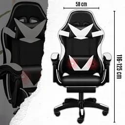 Крісло геймерське Yato Player з підставкою для ніг та масажем White/Black (100009) - мініатюра 3