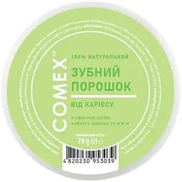Натуральний зубний порошок Comex від карієсу з ефірною олією чайного дерева та м'яти, 70 г