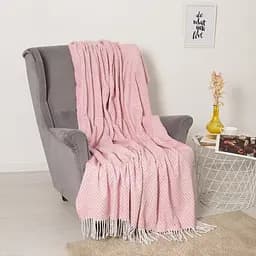 Плед бавовняний Vladi Валенсія Антоніо 140х200 біло-яскраво.рожевий