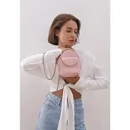 Шкіряна жіноча міні-сумка Kroha рожевий краст