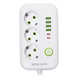 Сетевой фильтр-удлинитель Yiwu HP-5-21 LUXE F016U Yiwu на 3 розетки 6 USB 4,75 метра белый  