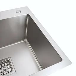 Кухонна мийка Platinum Handmade 780x430x220 R нержавійка (квадратний сифон,3.0/1.0), Нержавіюча сталь - мініатюра 3