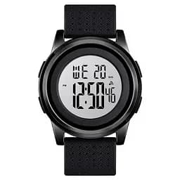 Мужские спортивные наручные часы Skmei 1502 (Черный с белым циферблатом)