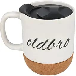 Керамічний кавовий кухоль OldBro WhiteBlack 400 мл з корковим дном і кришкою