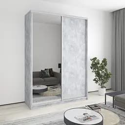 Шкаф-купе двухдверный MebelStar Комбо AL ДСП/Зеркало 170x45x240 см Бетон (MBS-4114)
