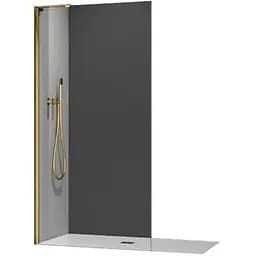 Душова перегородка Koer SR SP02-100x200-TR-12 Walk-In прозоре скло Easy Clean 8 мм, матове золото KR5396, прозоре, золотий