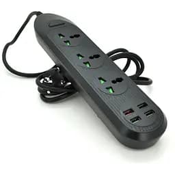 Сетевой фильтр ТВ-Т16, 3 розетки + 4 USB, 2 м, сечение 3х0,75мм, 3000W, Black, Box