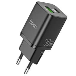 Мережевий зарядний пристрій 1 USB + Type-C Hoco N13 PD30W +QC3.0 Black