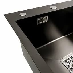 Кухонна мийка 78x50С L PVD чорна Platinum Handmade (поглиблена полиця, 3.0/1.0 мм), Чорний - мініатюра 4