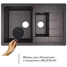 Кухонна мийка з додатковою чашею Lidz 780x495/200 BLA-03 чорна (LIDZBLA03780495200) - мініатюра 6