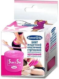 Бинт адгезивный эластичный тейп Белоснежка 5 см х 5 м розовый (298641)