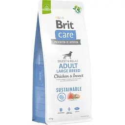 Сухой корм для собак крупных пород Brit Care Dog Sustainable Adult Large Breed, с курицей и насекомыми, 12 кг