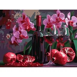 Набір для розпису по номерах Вино та орхідеї, 30x40 см, КНО5696