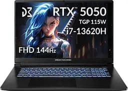 Dream Machines Ноутбук Dream Machines RG5050-17 17.3FHD IPS, Intel i7-13620H, 32GB, F1TB, NVD5050-8, DOS, чорний