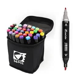 Набор скетчмаркеров двусторонних, 36 шт., 36 цветов, круглый/скошенный наконечник, в сумке
