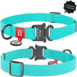 Нашийник для собак Waudog Waterproof, коллартекс, водостійкий, світиться, з QR паспортом, металева пряжка-фастекс, 23-35х1,5 см, ментоловий - мініатюра 3