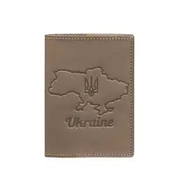 Шкіряна обкладинка для паспорта з мапою України світло-бежевий Crazy Horse - мініатюра 7