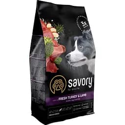 Сухий корм для собак середніх порід Savory Medium Breed rich in Fresh Turkey & Lamb зі свіжим м'ясом індички і ягняти 3 кг