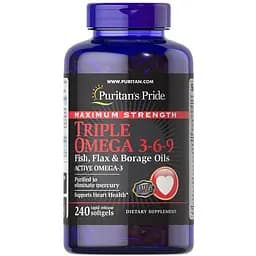 Омега 3-6-9 Puritan's Pride Omega 3-6-9 Fish Oil масло льону риби і бурачника 3600 мг 240 капсул (PTP-10148)