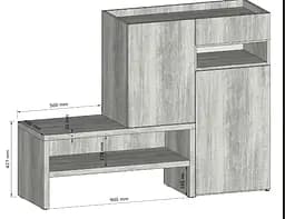 Тумба для взуття в передпокій Moreli RS-4 з ящиком та полицями Ш1350х1017х400мм Білий/Бетон - мініатюра 3