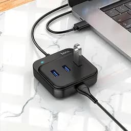 Розгалужувач адаптер хаб Hoco HB31 Easy 4-in-1 converter (Usb to Usb3.0x4) кабель 120 см - мініатюра 7