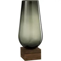Ваза J-line стеклянная серая с подставкой из дерева 57 см (29003)
