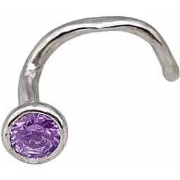 Серебряная серьга-пирсинг в нос. 1023.4С Аметистовый