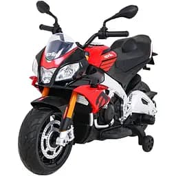 Электромотобайк со вспомагательными колесами Ramiz Aprilia Tuono V4 12 В, красный (PA.A010.CR)