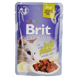Вологий корм для дорослих котів Brit Premium Cat pouch з яловичиною 85 г