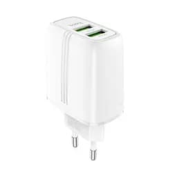 Блок живлення адаптер мережевий Hoco Yizhan Dual Port N12 2 USB 3 A QC 3.0 18 W білий