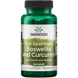 Босвелія та куркумін для суглобів Swanson Full Spect Boswellia and Curcumin 60 капсул (100-37-4856184-20)