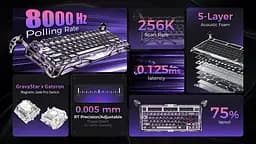 Клавіатура GravaStar Mercury V75 Pro 80keys Gateron Jade Gaming 8K USB-A RGB Iron Purple (GSV75PRO_PL) - мініатюра 9